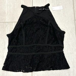 NWT White House | Black Market Black WHBM Lace Cross Front Top Size 10